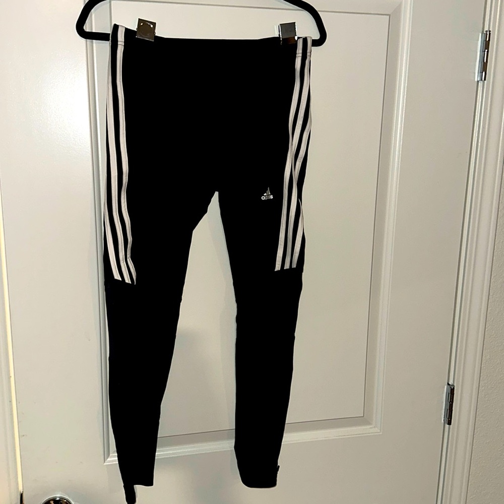 Adidas women’s athletic performance pants black and white size large